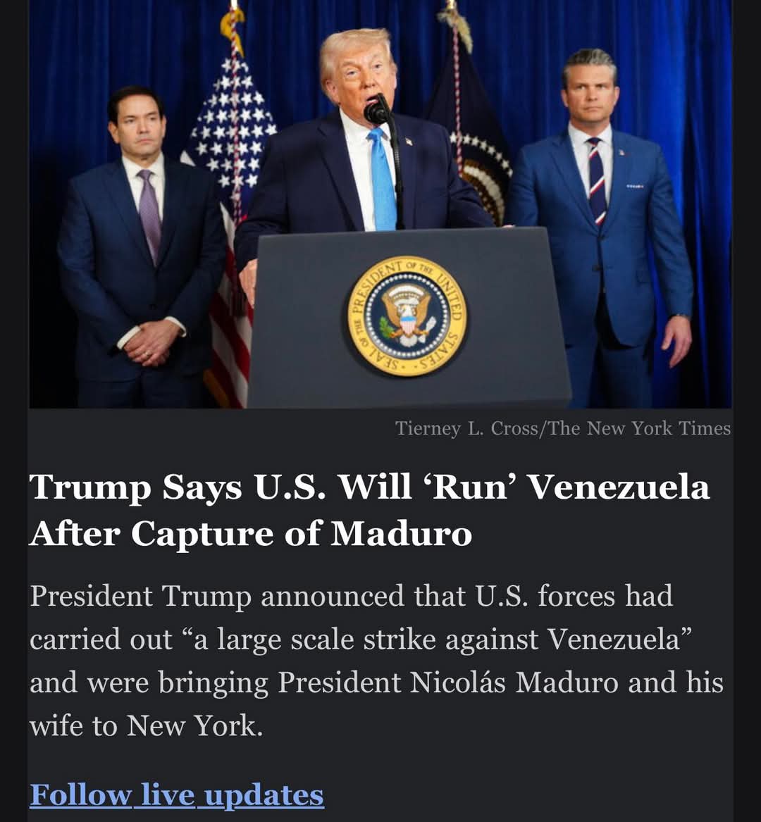 Trump Says US Will ‘Run’ Venezuela After Maduro’s Capture, Promises ...