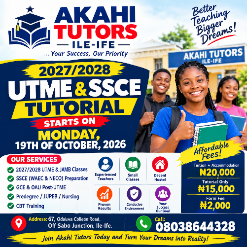 2027 UTME and SSCE Tutorials 2028